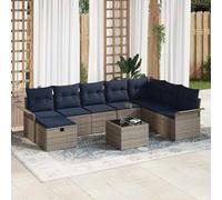 vidaXL Set Divano da Giardino con cuscino 9 pcs Poly Rattan, Divano modulare per giardino e terrazza, seduta esterna regolabile, resistente a intemperie e raggi UV
