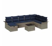 vidaXL Set Divano da Giardino con cuscino 9 pcs Poly Rattan, Divano modulare per giardino e terrazza, seduta esterna regolabile, resistente a intemperie e raggi UV