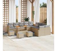 vidaXL Set Divano da Giardino con cuscino Beige Poly Rattan