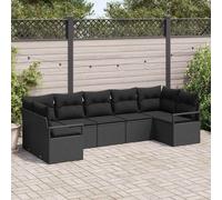 vidaXL Set Divano da Giardino con cuscino con archiviazione 7 pcs Nero