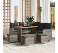 vidaXL Set Divano da Giardino con cuscino Grigio Poly Rattan