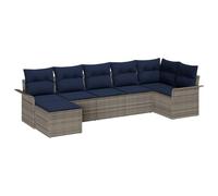 vidaXL Set Divano da Giardino con cuscino Grigio polyrattan, Set da Giardino, Rectangolare, Moderno, Leggero, Materiali Resistenti ai Raggi UV, Stoccaggio, Composizione Divano