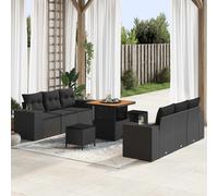 vidaXL Set Divano da Giardino con cuscino Nero 221 x 204 x 85 cm