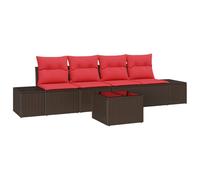 vidaXL Set Divano da Giardino con cuscino Regolabile 5 pz polyrattan Estivo | Si può riarrangiare per una seduta flessibile, Materiali robusti per l'uso all'aperto