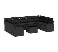 vidaXL Set Divano da Giardino da 10 Pezzi con Cuscini Beige Polyrattan
