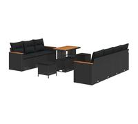 vidaXL Set Divano da Giardino da 10 Pezzi con Cuscini Nero Marrone Poli Rattan Mobili da Patio Moderni Seating Esterno Modulare Resistente alle Intemperie Balcone per Sei Grande