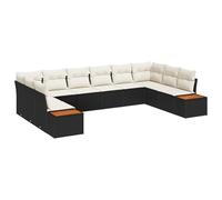 vidaXL Set Divano da Giardino da 10 Pezzi con Cuscini Rattan Polietilene Acacia Design modulare Piedini Regolabili Resistente alle intemperie Mobili per Seduta Comoda Divano sezionale da Patio