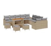 vidaXL Set Divano da Giardino da 14 Pezzi con Cuscini Beige Mobili Polirattan per Seduta Outdoor Perfetto per Patio Balcone e Socializzare Sezionale Divano 3 Posti Resistente alle Intemperie