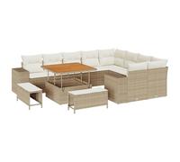 vidaXL Set Divano da Giardino da 5 Pezzi con Cuscini Beige Polirattan e Bianco Panna Mobili da Esterno Moderni Resistenti ai Raggi UV Sezionale Perfetto per Giardini Patì e Loveseat Sedia Giardinagg