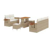 vidaXL Set Divano da Giardino da 8 Pezzi con Cuscini Beige in polyrattan mobili da Esterno Piedini Regolabili Design Moderno per Balcone Patio Seduta modulare