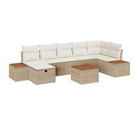 vidaXL Set Divano da Giardino da 8 Pezzi con Cuscini Beige polyrattan Design modulare Piedini Regolabili Seduta Elegante per Esterni e Lounge in Balcone Resistente alle intemperie Divano Moderno