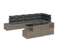 vidaXL Set di 8 divani da giardino con cuscino, grigio, in rattan sintetico, per esterni, design modulare, per terrazze e mobili da taglio, divano imbottito