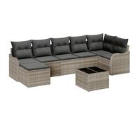 vidaXL Set Divano da Giardino da 8 Pezzi con Cuscini Grigio Polyrattan Divano Sezionale Comfort Mobili da Patio Fodere Rimovibili Piedi Regolabili Modulare 4 Posti Leggero Resistente agli Agenti Atmo