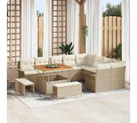 vidaXL Set divano da giardino di 12 pezzi con cuscini beige in rattan sintetico e legno di acacia