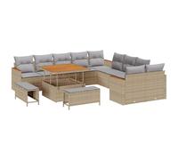vidaXL Set Divano da Giardino di 13 Pezzi con Cuscini Beige Polyrattan Resistente alle Intemperie Lounge all'Aperto Confortabile Adatto per Balconi e Patii Mobili Divano da Patio Divanetto Testurato