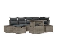 vidaXL Set di 7 divani da giardino con cuscino, grigio polyrattan, mobili modulari, per esterni, sezionali, comodi