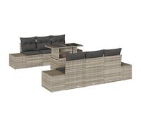 vidaXL Set Divano da Giardino di 7 Pezzi con Cuscini Grigio Chiaro Polyrattan Seduta Modulare per Balconi Patios e Giardini Comodi Foam Fodere Rimovibili