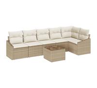 vidaXL Set Divano da Giardino di 7 Pezzi con Cuscini in Rattan Marrone