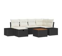 vidaXL Set Divano da Giardino di 7 Pezzi con Cuscini e Stoccaggio Nero Polirattan Mobili da Esterno Arredamento Patio Posti Sezionali all'Aperto