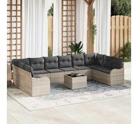 vidaXL Set Divano da Giardino Grigio chiaro 55 x 55 x 37 cm polyrattan