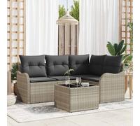 Set Divano da Giardino Grigio chiaro polyrattan