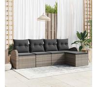 Set Divano da Giardino Grigio polyrattan