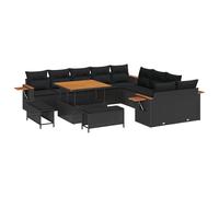 vidaXL Set Divano da Giardino in 13 Pezzi con Cuscini Nero Rattan Sintetico Acacia | Mobili da Patio | Posti a Sedere per 4 Persone | Resistenti alle Intemperie | Design Contemporaneo | Quattro Post