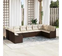 vidaXL Set Divano da Giardino Marrone 344 x 177,5 x 85 cm polyrattan
