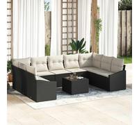 vidaXL Set Divano da Giardino Marrone e Crema polyrattan