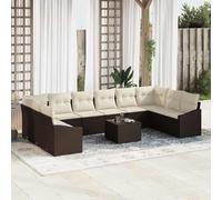 vidaXL Set Divano da Giardino Marrone e Crema polyrattan