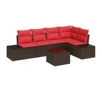 vidaXL Set Divano da Giardino Marrone e Rosso polyrattan | puoi personalizzarlo per adattarlo a qualsiasi spazio, materiali forti che reggono bene le intemperie