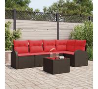 vidaXL Set Divano da Giardino Marrone polyrattan