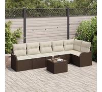 vidaXL Set Divano da Giardino Marrone polyrattan