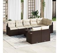 vidaXL Set Divano da Giardino Marrone polyrattan