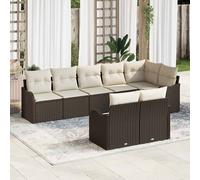 vidaXL Set Divano da Giardino Marrone polyrattan