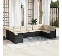 vidaXL Set Divano da Giardino Nero 344 x 177,5 x 85 cm polyrattan