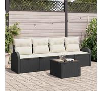 vidaXL Set Divano da Giardino Nero 55 x 55 x 37 cm polyrattan