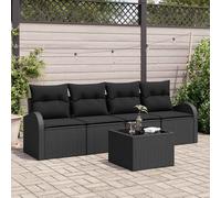 Set Divano da Giardino Nero 55 x 55 x 37 cm polyrattan