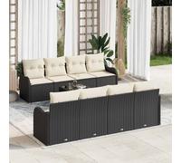 vidaXL Set Divano da Giardino Nero 55 x 55 x 37 cm polyrattan