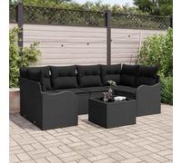 vidaXL Set Divano da Giardino Nero 55 x 55 x 37 cm polyrattan