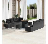 vidaXL Set Divano da Giardino Nero 90 x 55 x 71 cm Poly Rattan