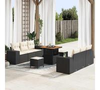 vidaXL Set Divano da Giardino Nero e Crema 221 x 204 x 85 cm