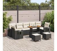 vidaXL Set Divano da Giardino Nero e Crema polyrattan
