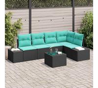 vidaXL Set Divano da Giardino Nero e Turchese polyrattan