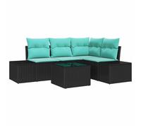 vidaXL Set Divano da Giardino Nero e Turchese polyrattan | Layout personalizzabile per adattarsi a qualsiasi spazio, Ottimo per diverse condizioni outdoor, Facili da pulire e curare