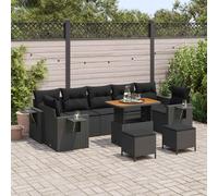 vidaXL Set Divano da Giardino Nero polyrattan