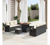 vidaXL Set Divano da Giardino Nero polyrattan