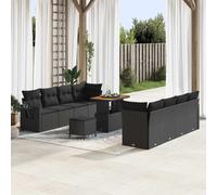 vidaXL Set Divano da Giardino Nero polyrattan