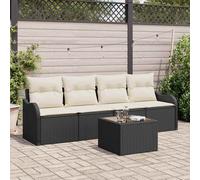 Set Divano da Giardino Nero polyrattan