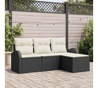 Set Divano da Giardino Nero polyrattan